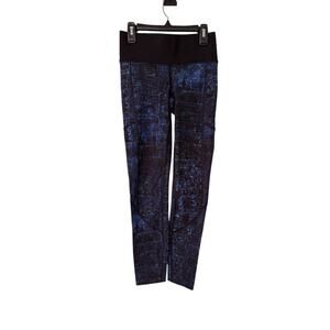 Lululemon Size 4 Blue Matrix Keep Your Form Tight Leggings Pockets 23x25